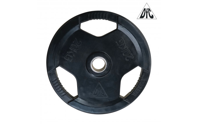 Диск обрезиненный DFC, чёрный, с хватом, 51мм, 20 кг. Диск обрезиненный DFC, чёрный, с хватом, 51мм, 20 кг.